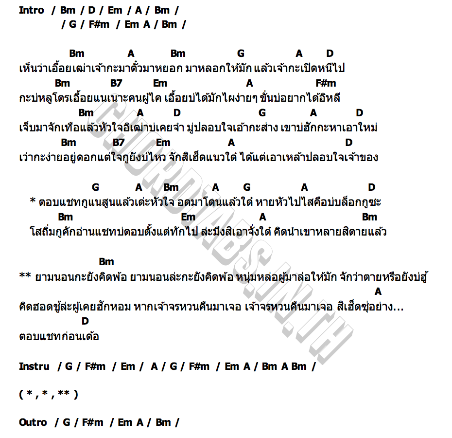 คอร์ด อีเฒ่าน้อยใจ หน่อย สุพัตรา