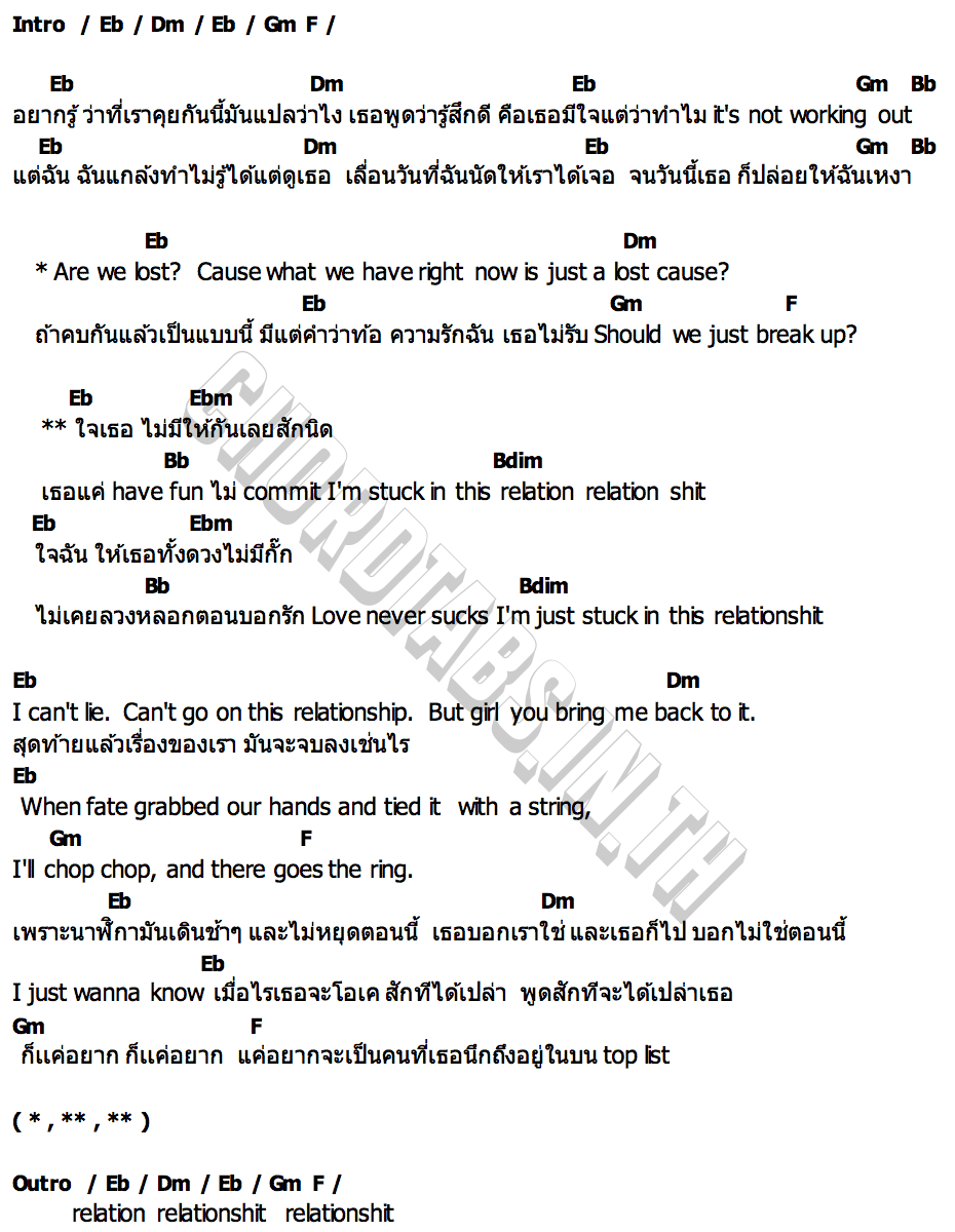 คอร์ด RELATIONSHIT THI O & TUTOR