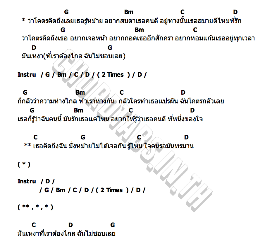 คอร์ด โคตรคิดถึงเลย เต้ย ชัยยุทธ