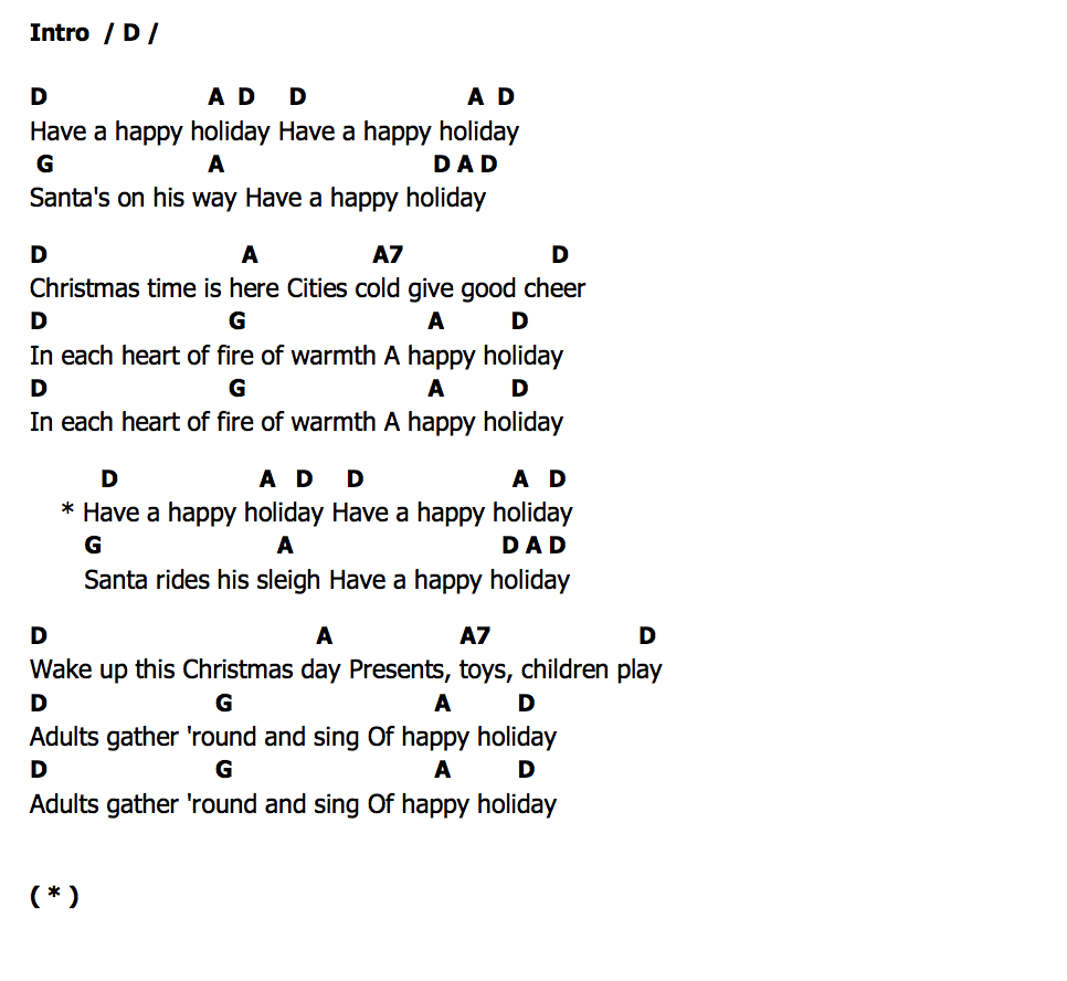 คอร์ด Happy Holiday Billy Idol