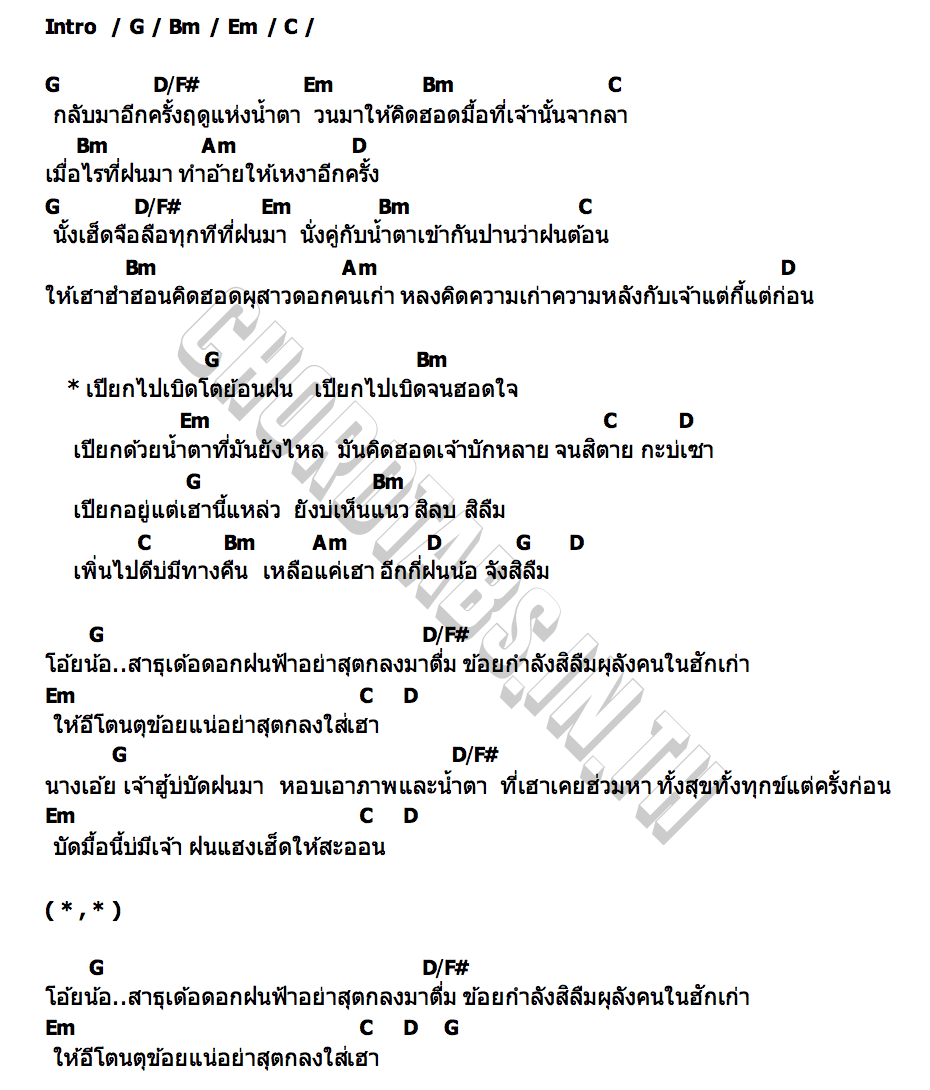 คอร์ด เปียกฮอดใจ บาส สิทธิชัย