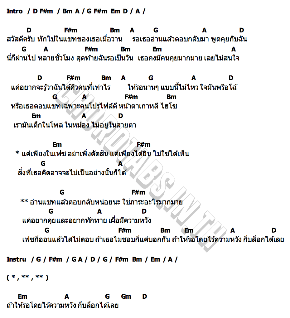 คอร์ด ตอบแชทหน่อยนะ เก๋ นาโพธิ์ ok