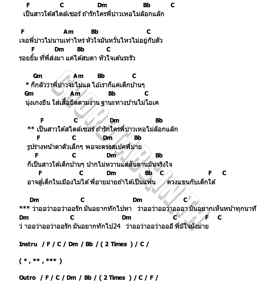คอร์ด สาวใต้สไตล์เซอร์ น้องปอ วงทรายขาว