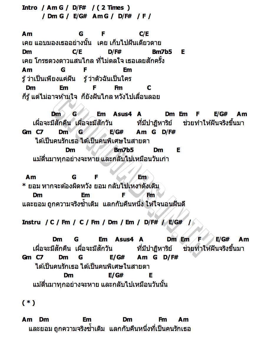 คอร์ด ปาฏิหาริย์ที่รอคอย Gam Wichayanee