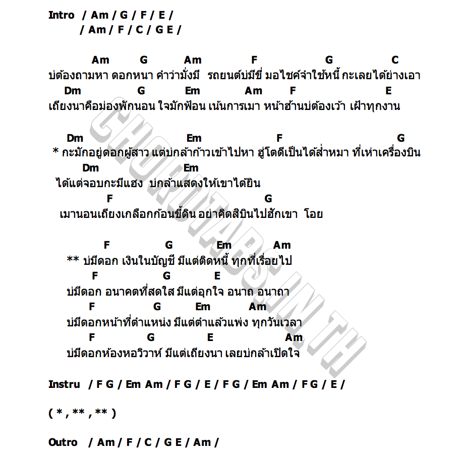 คอร์ด บ่มีดอก เปรี้ยวธนา นาคราชคู่