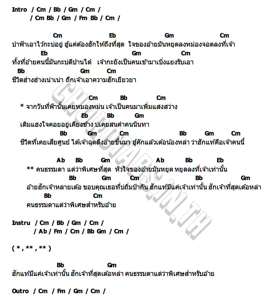 คอร์ด ธรรมดาแต่ว่าพิเศษ ณัฐ สุรศักดิ์