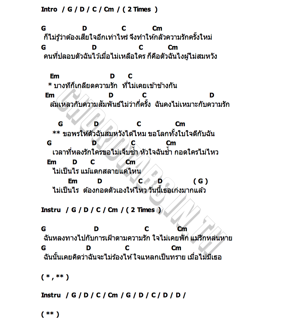 คอร์ด วันนี้เธอเก่งมากแล้ว เรนิษรา