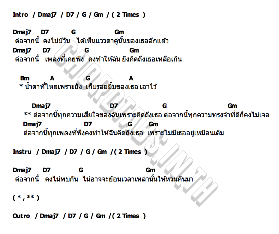 คอร์ด ต่อจากนี้เพลงเศร้าทุกเพลงคงทำให้คิดถึงเธอ Desk.Chair