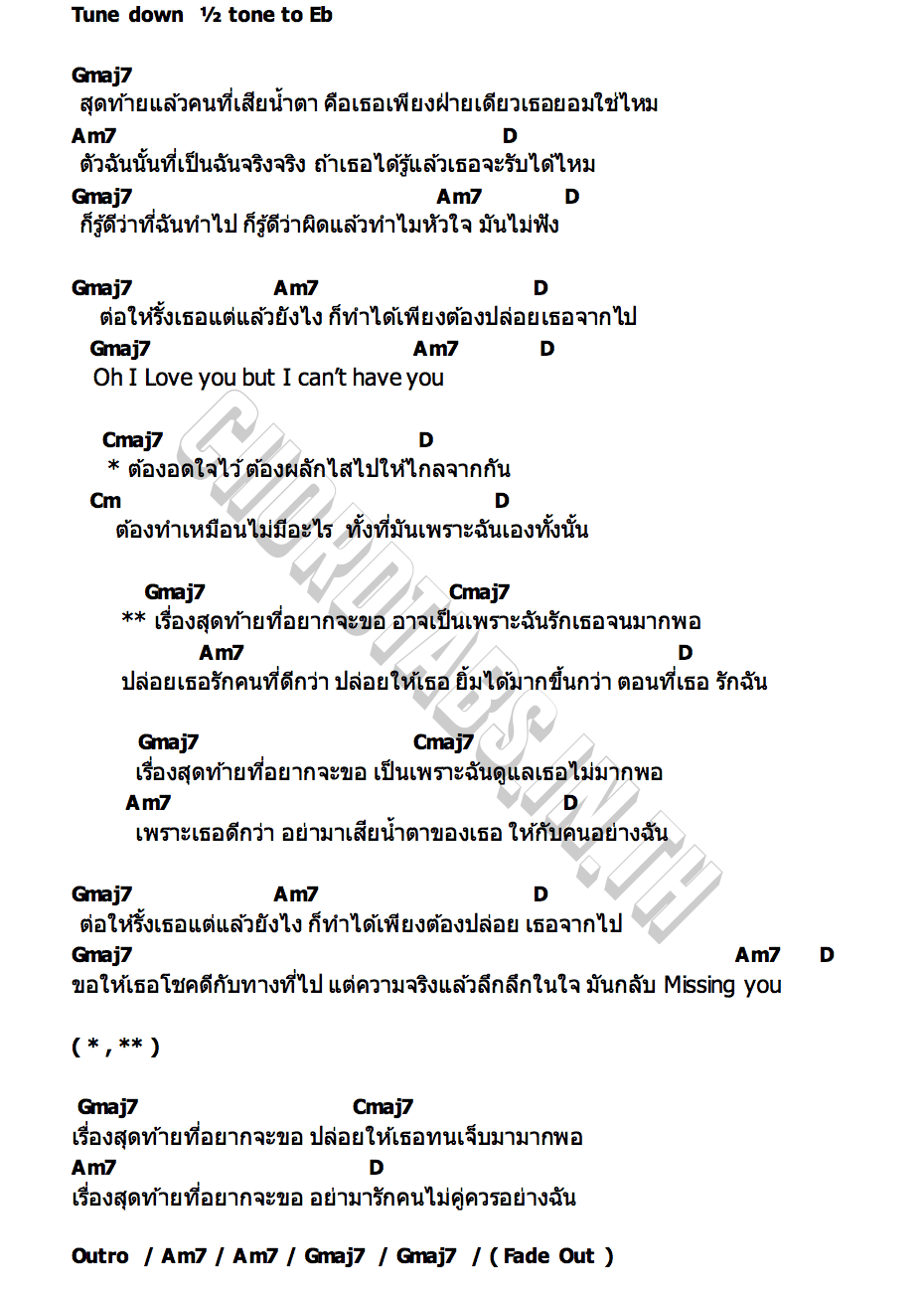 คอร์ด รักเธอจนมากพอ (Can’t have you) Luke Ishikawa