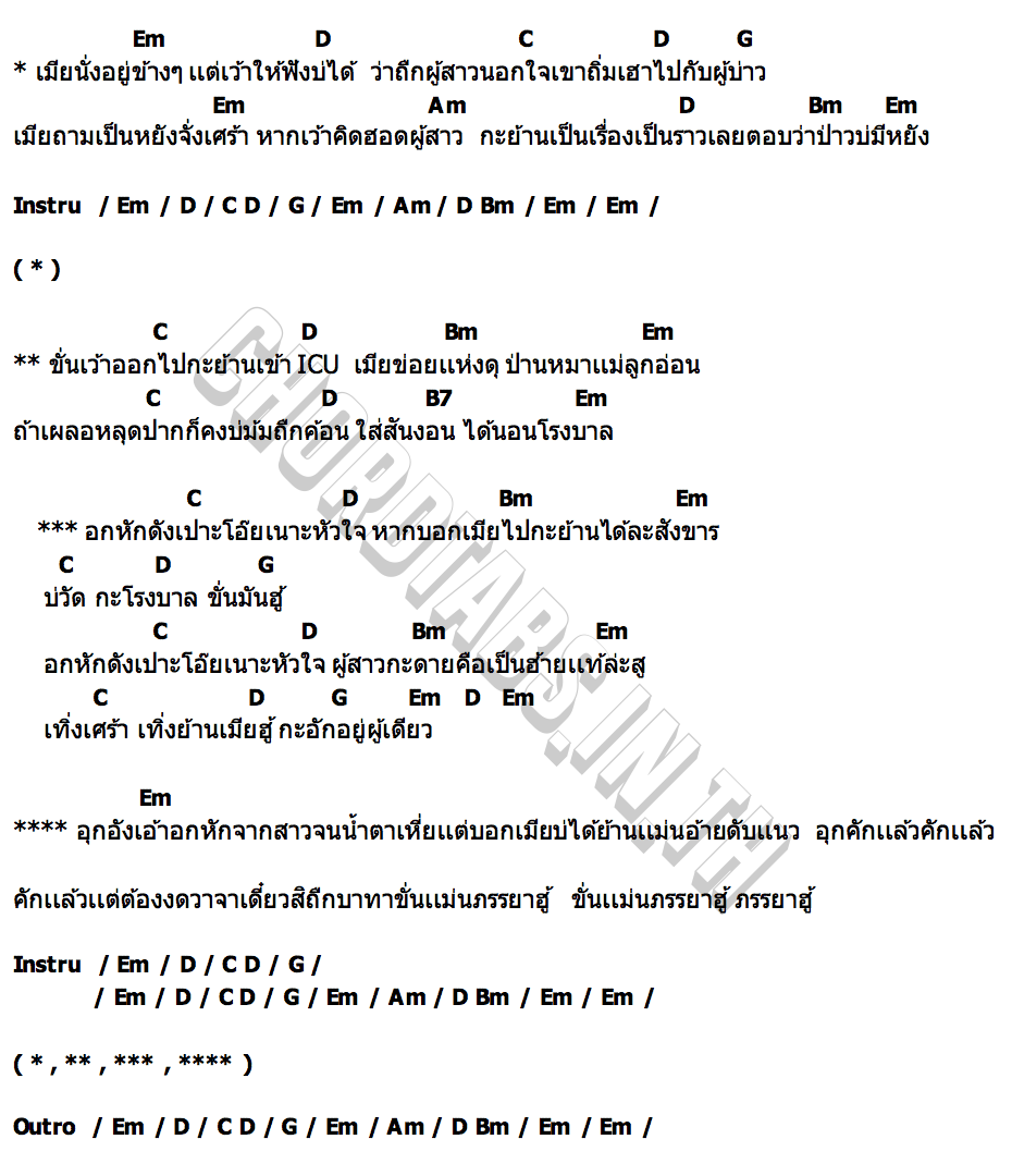 คอร์ด อกหักเเต่บอกเมียบ่ได้ เเฮปปี้ ปริญญา x มอส จารุภัทร