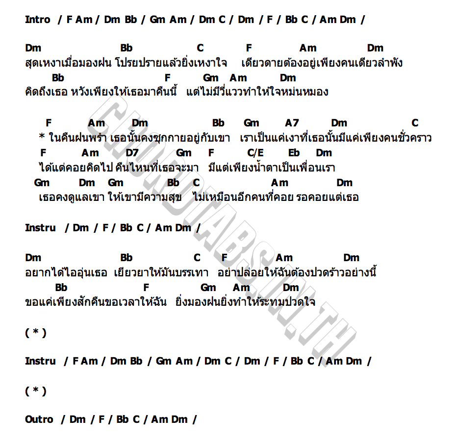 คอร์ด คืนฝนพรำ หญิง ธิติกานต์ Rsiam