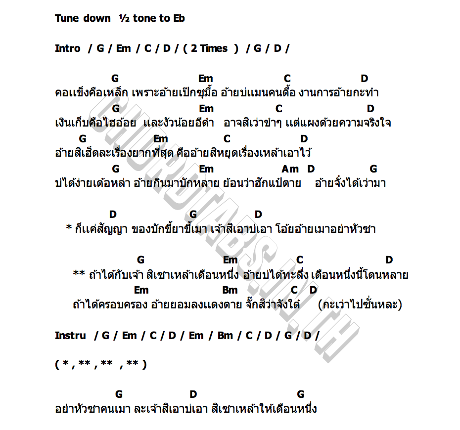 คอร์ด เซาเหล้าเดือนหนึ่ง สิงห์ยีนส์