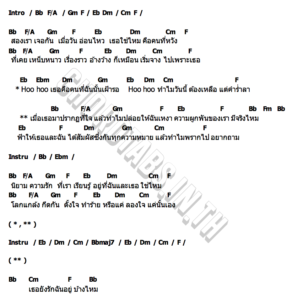 คอร์ด เมื่อเธอมาปรากฏที่ใจ Ping Guntapat   Guitar Sarin