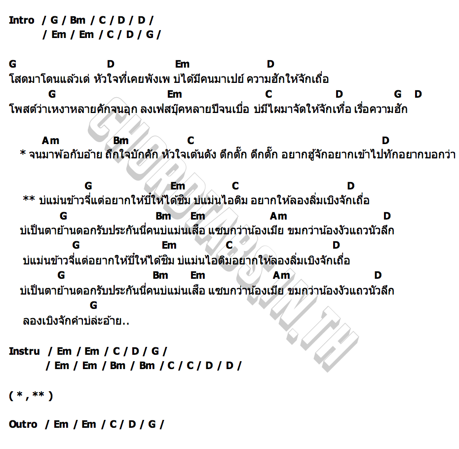 คอร์ด บ่แม่นข้าวจี่ คำเตย สะแบงบิน