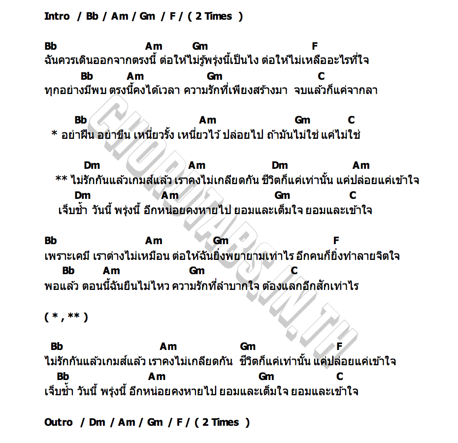คอร์ด เราคงไม่เกลียดกัน มะขาม สิงห์เรคคอร์ด