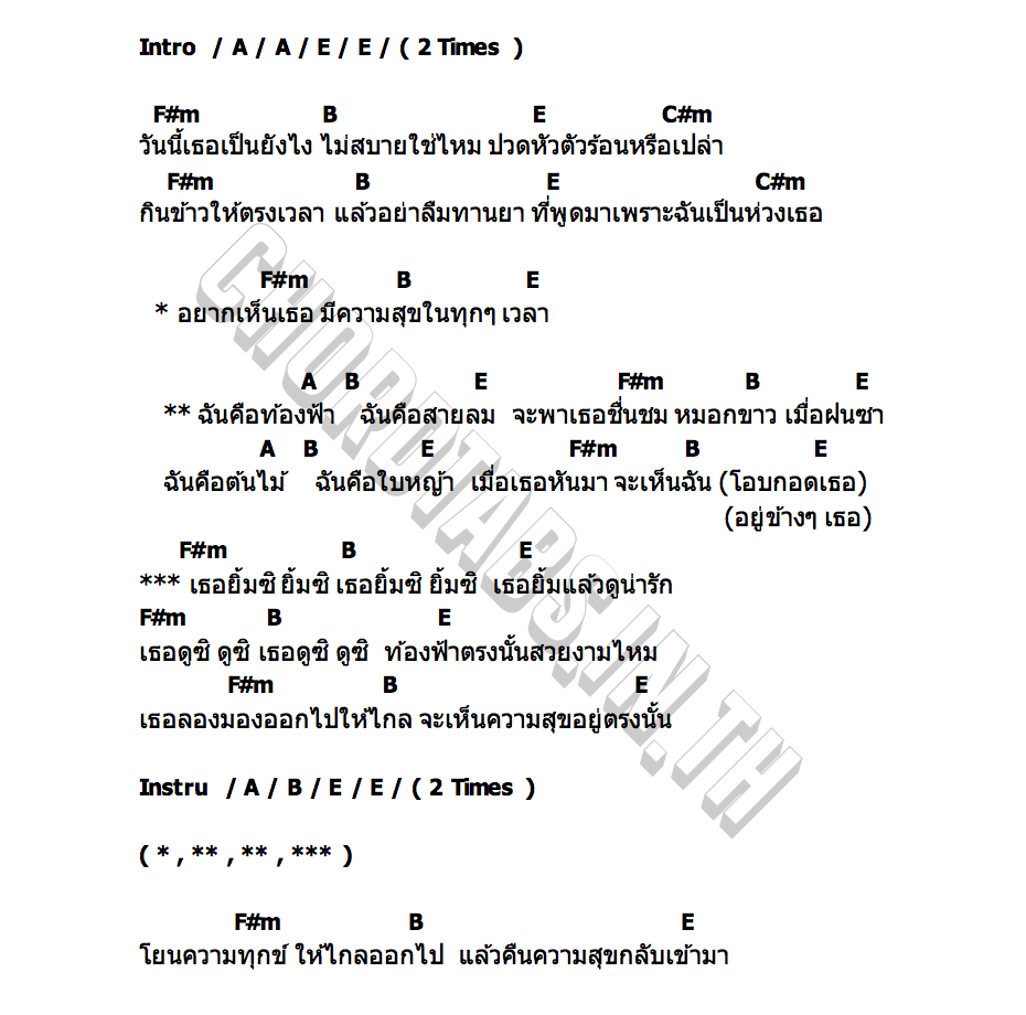 คอร์ด ฉันคือความสุขของเธอ ดาวเหนือ
