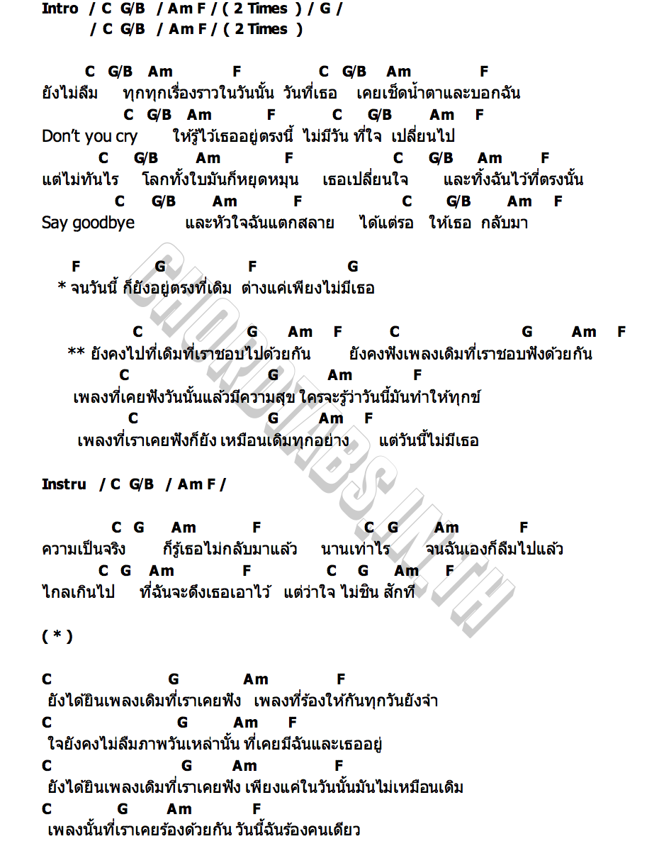 คอร์ด เพลงที่เราเคยฟังด้วยกัน Tippsy
