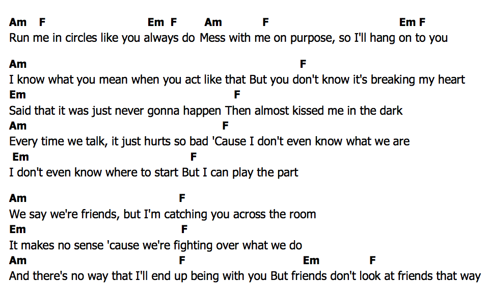 คอร์ด Tate McRae friends dont look at friends that way