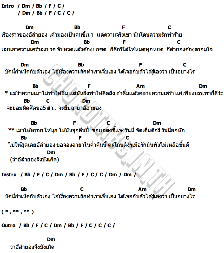คอร์ด ลำยอง2024 ช่างโคช (สุนทรภู่)