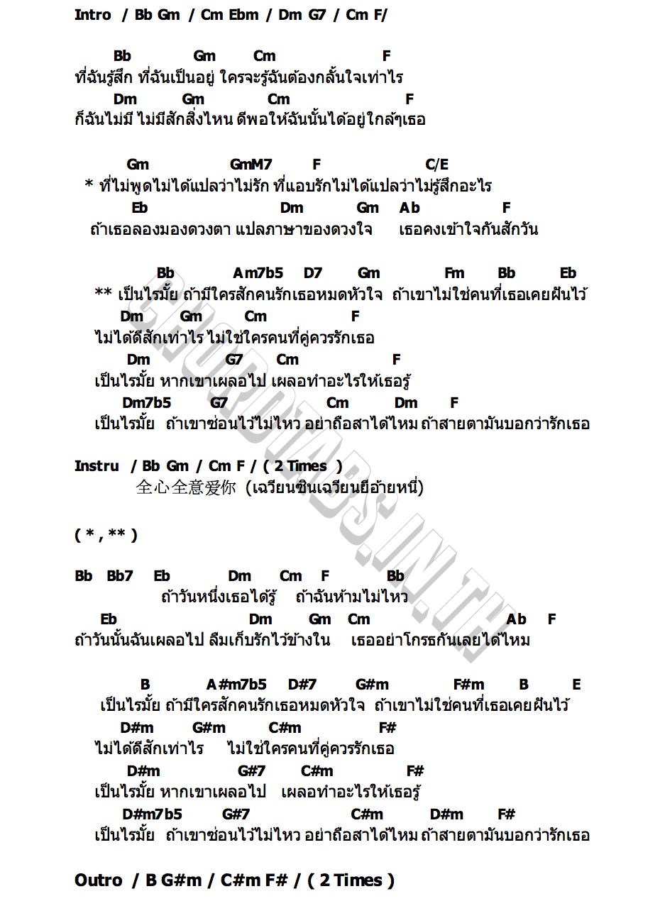คอร์ด เป็นไรมั้ย (WOULD YOU MIND) DAOU PITTAYA ต้าห์อู๋ พิทยา