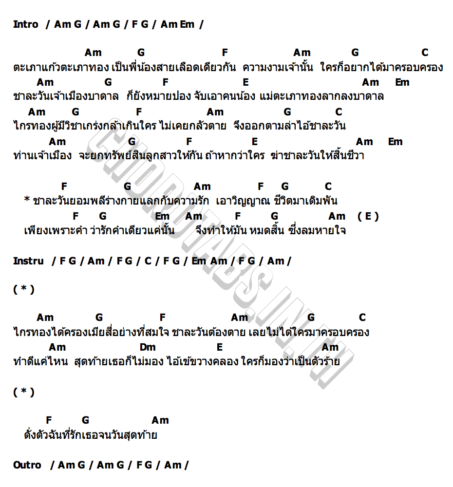 คอร์ด หัวใจชาละวัน น้องอาม นวลปาน & นายเมฆ นวลปาน