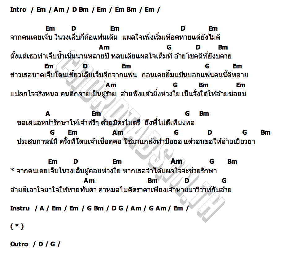 คอร์ด จากคนเคยเจ็บ (แฟนเดิม) อนันต์ ใจดี