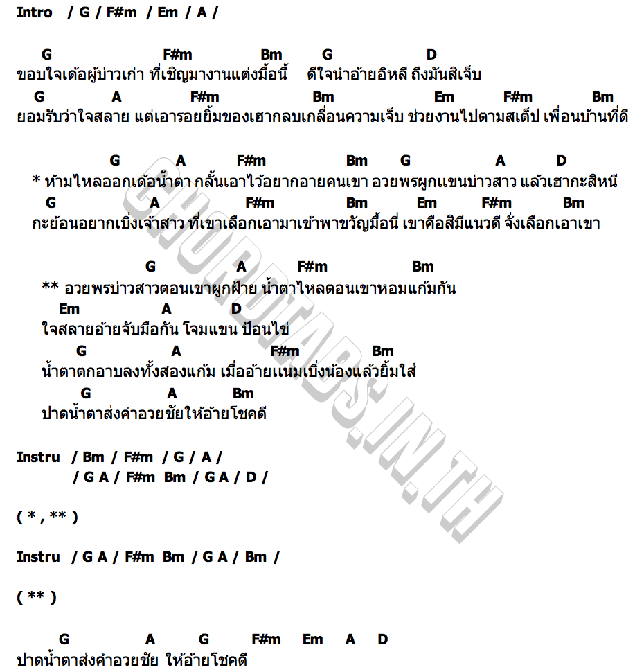 คอร์ด อวยพรผู้บ่าวเก่า ลูกเกด อรพรรณ
