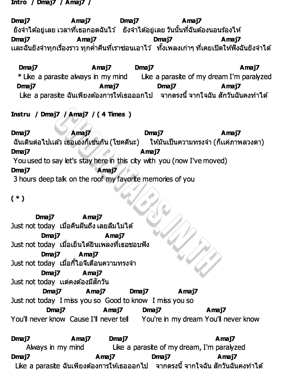 คอร์ด Just Not Today (ไม่ใช่วันนี้) PEPO Mellfias (INDYCAMP)