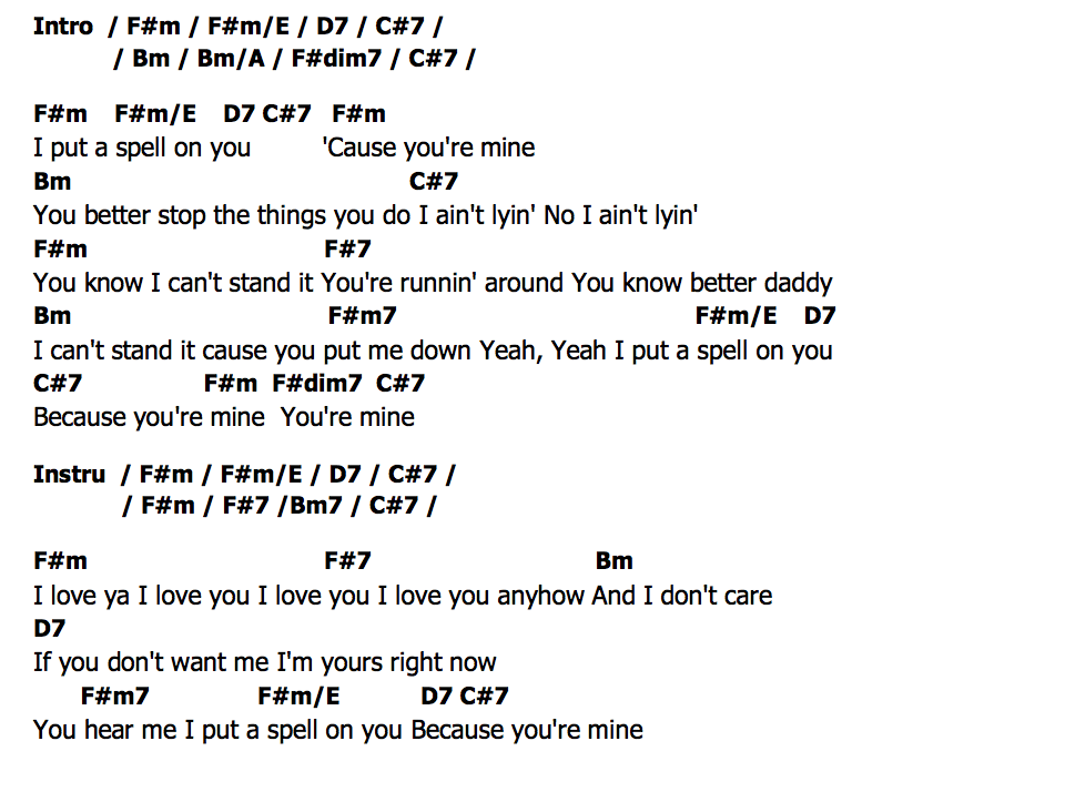 คอร์ด I Put A Spell On You Nina Simone