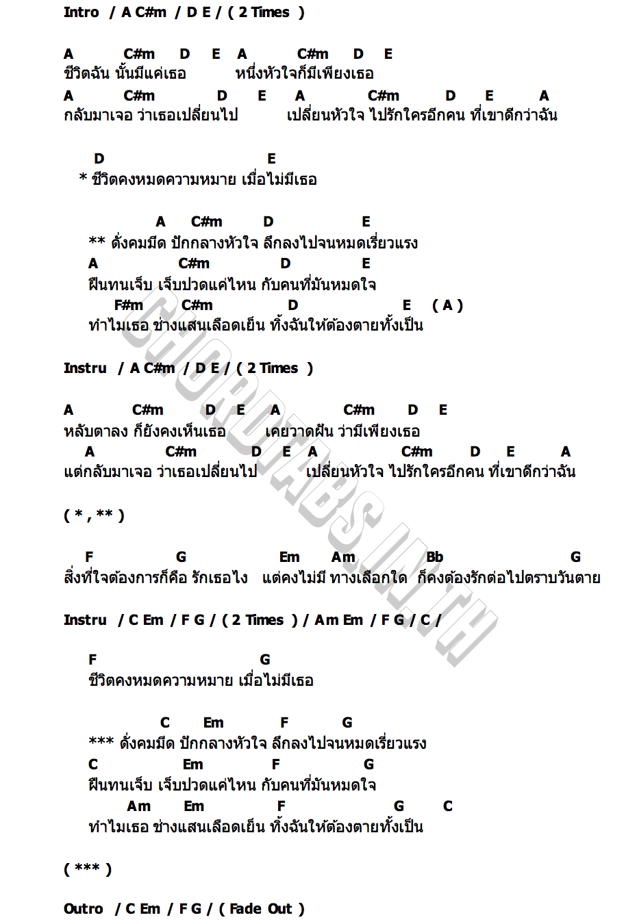 คอร์ด เลือดเย็น วงสมปอง