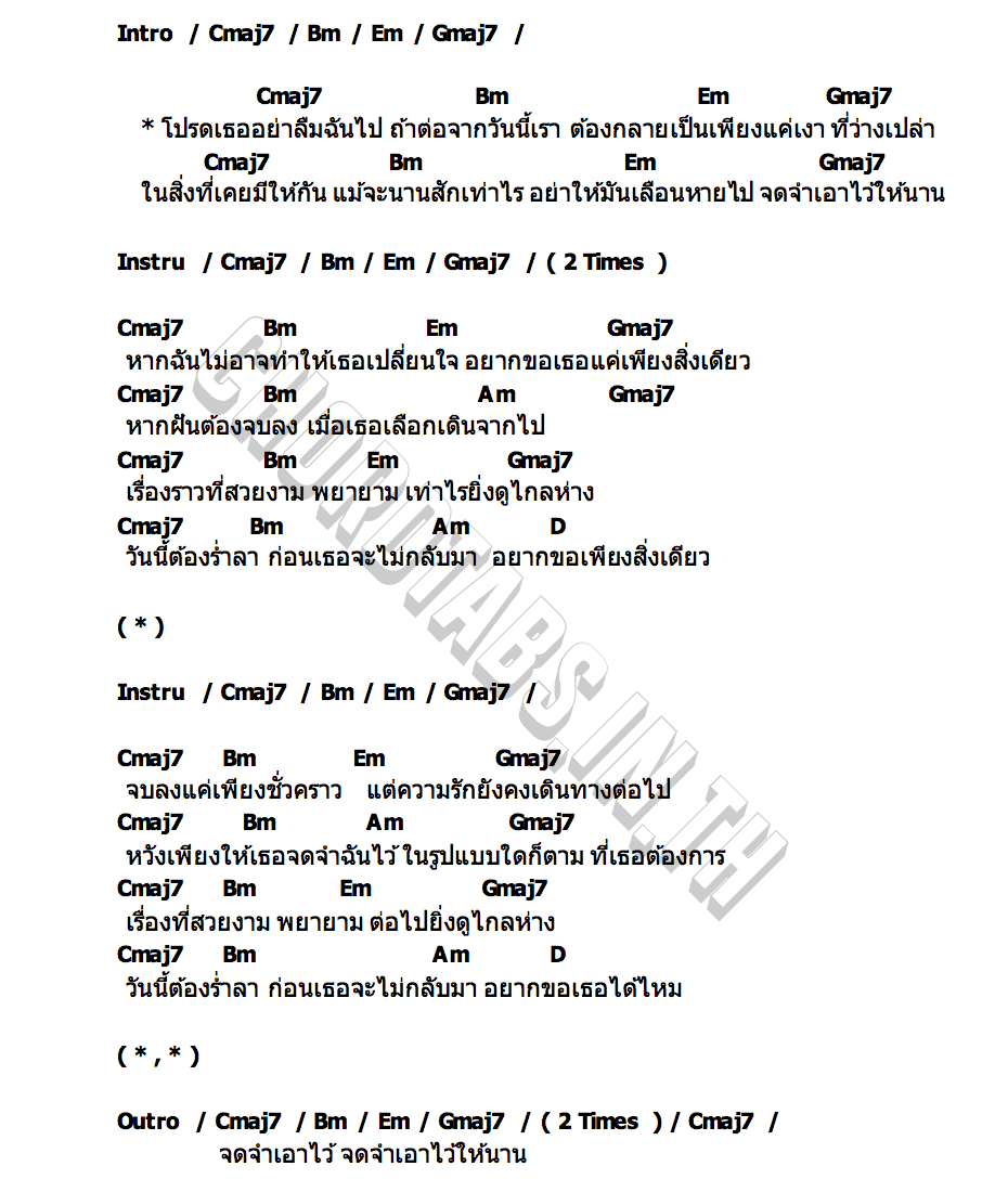 คอร์ด โปรดเธออย่าลืมฉันไป(Cyclamen) Feeling Jam