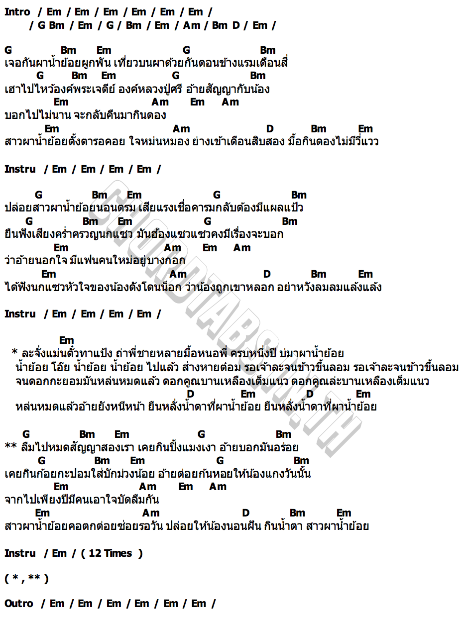 คอร์ด เต้ย ผาน้ำย้อย เชอร์รี่ ปิยะพร ไหทองคำ