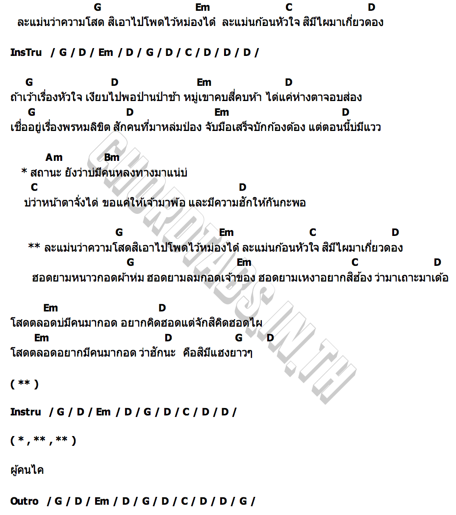 คอร์ด ละเเม่นว่าความโสด (สามช่า ) Onzon Music