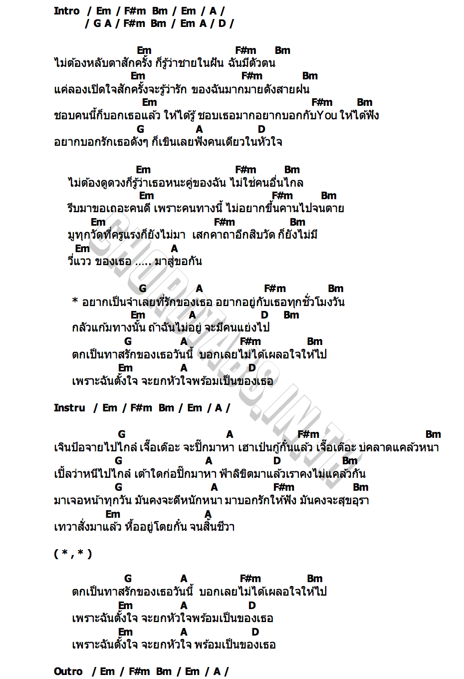 คอร์ด พร้อมเป็นของเธอ ลูกตาล ชลธิชาศ์