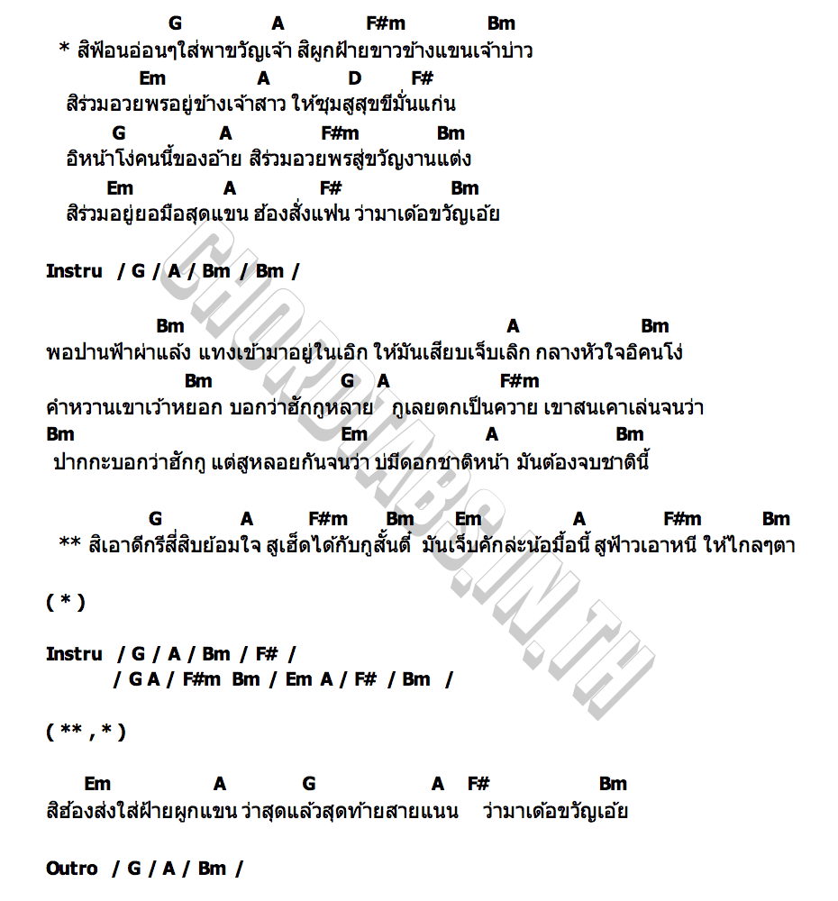 คอร์ด ฟ้อนอ่อนๆ พริ้งกี้ แดนนาคา