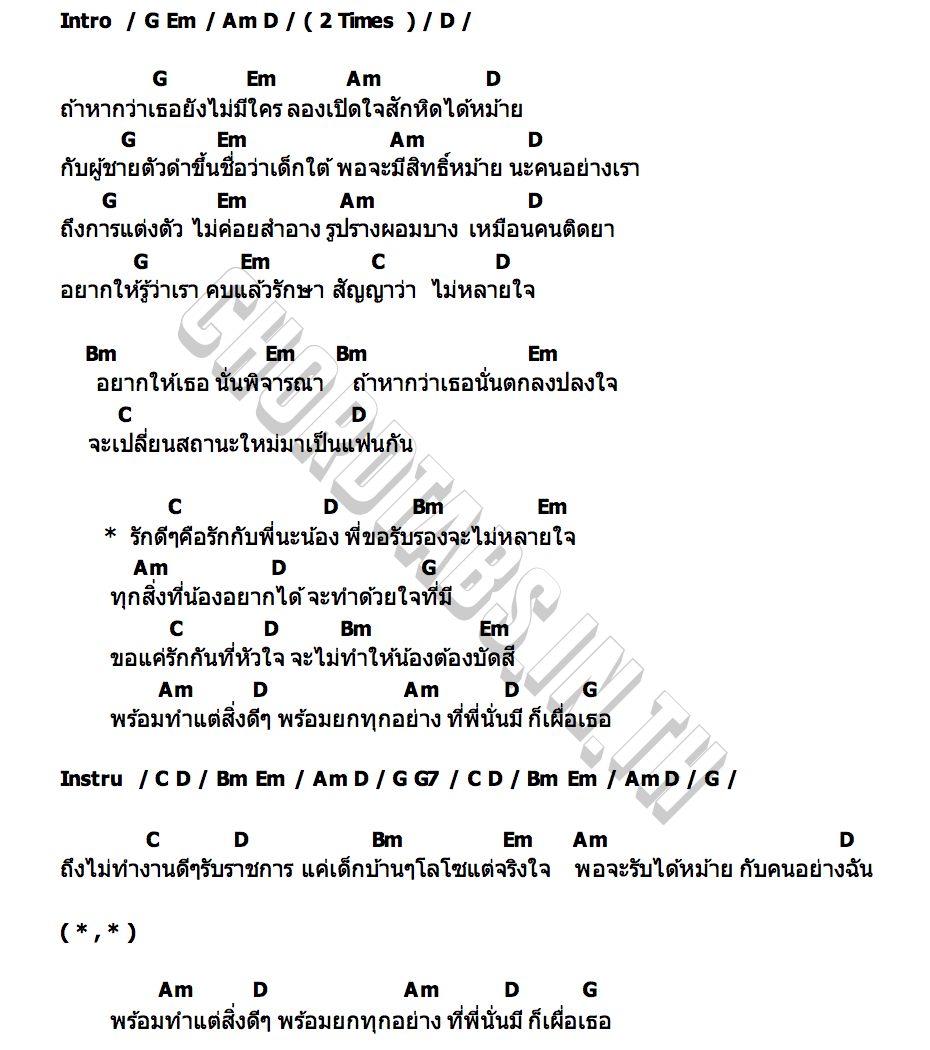 คอร์ด รักดีๆคือรักกับพี่ นุน วงลิดี