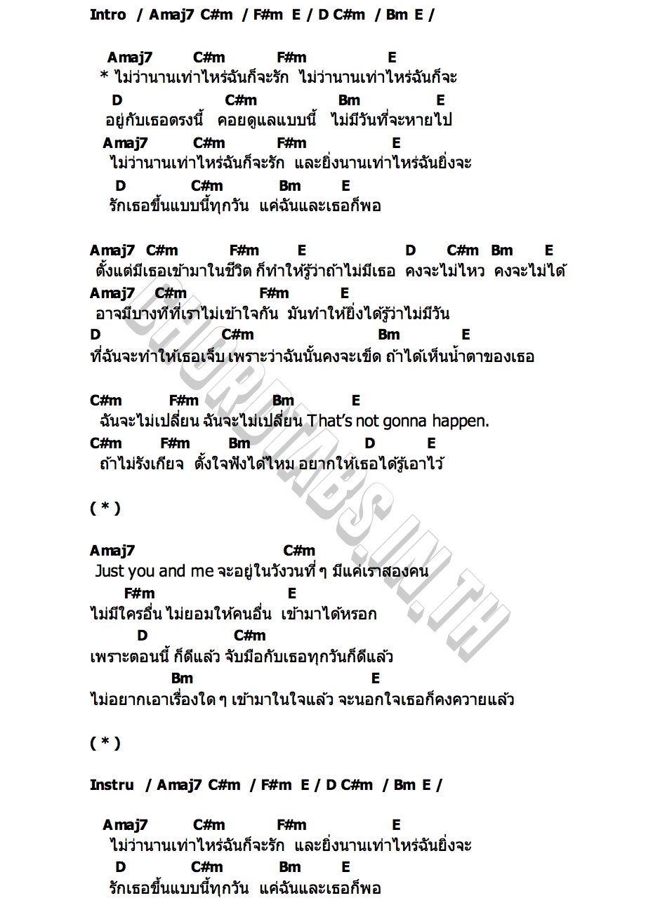 คอร์ด นานเท่าไหร่ก็จะรัก BENT