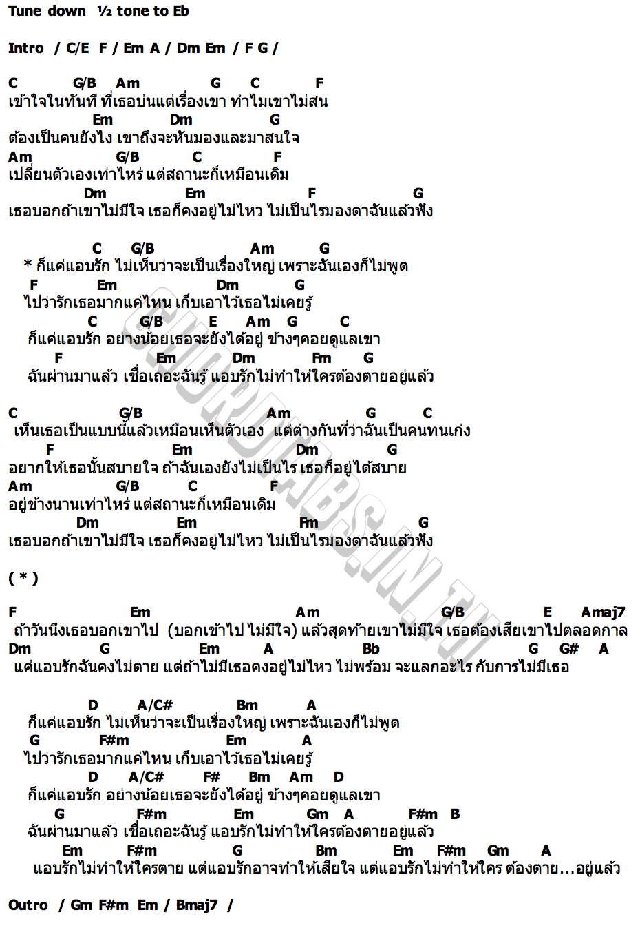 คอร์ด แอบรักไม่ทำให้ใครตาย (NO WORRIES) LYKN