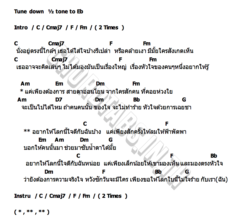 คอร์ด อยากให้โลกนี้ใจดีกับฉัน มัทฉะ