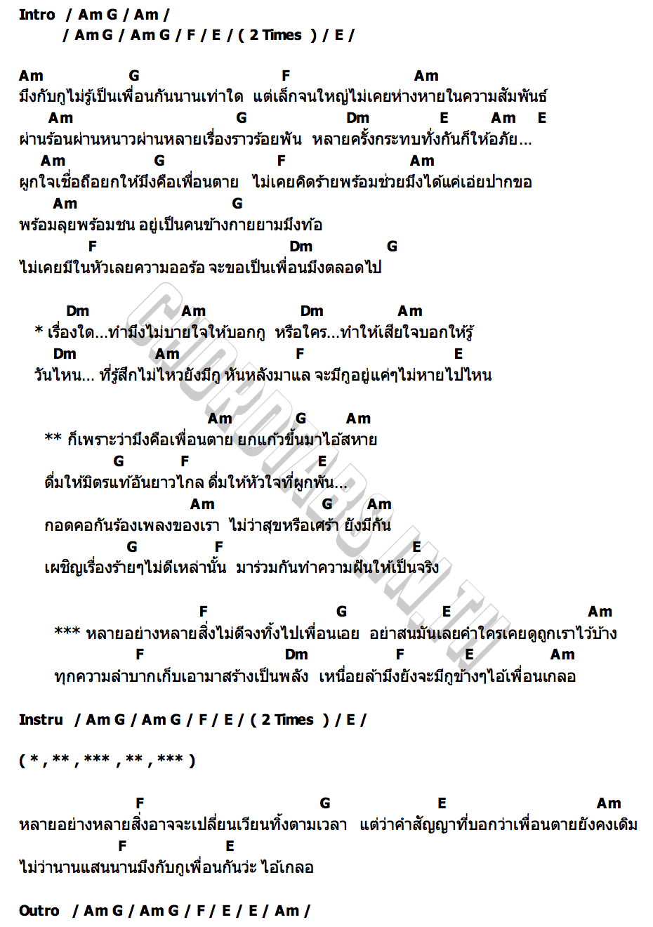 คอร์ด ไอ้เกลอ ธีเดช ทองอภิชาติ x ไก่ วงกางเกง