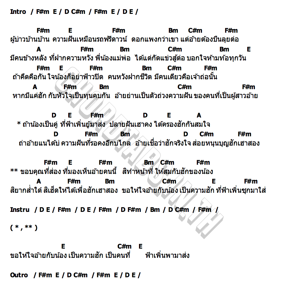 คอร์ด คนที่ฟ้า...พามาส่ง ตรีชัยณรงค์