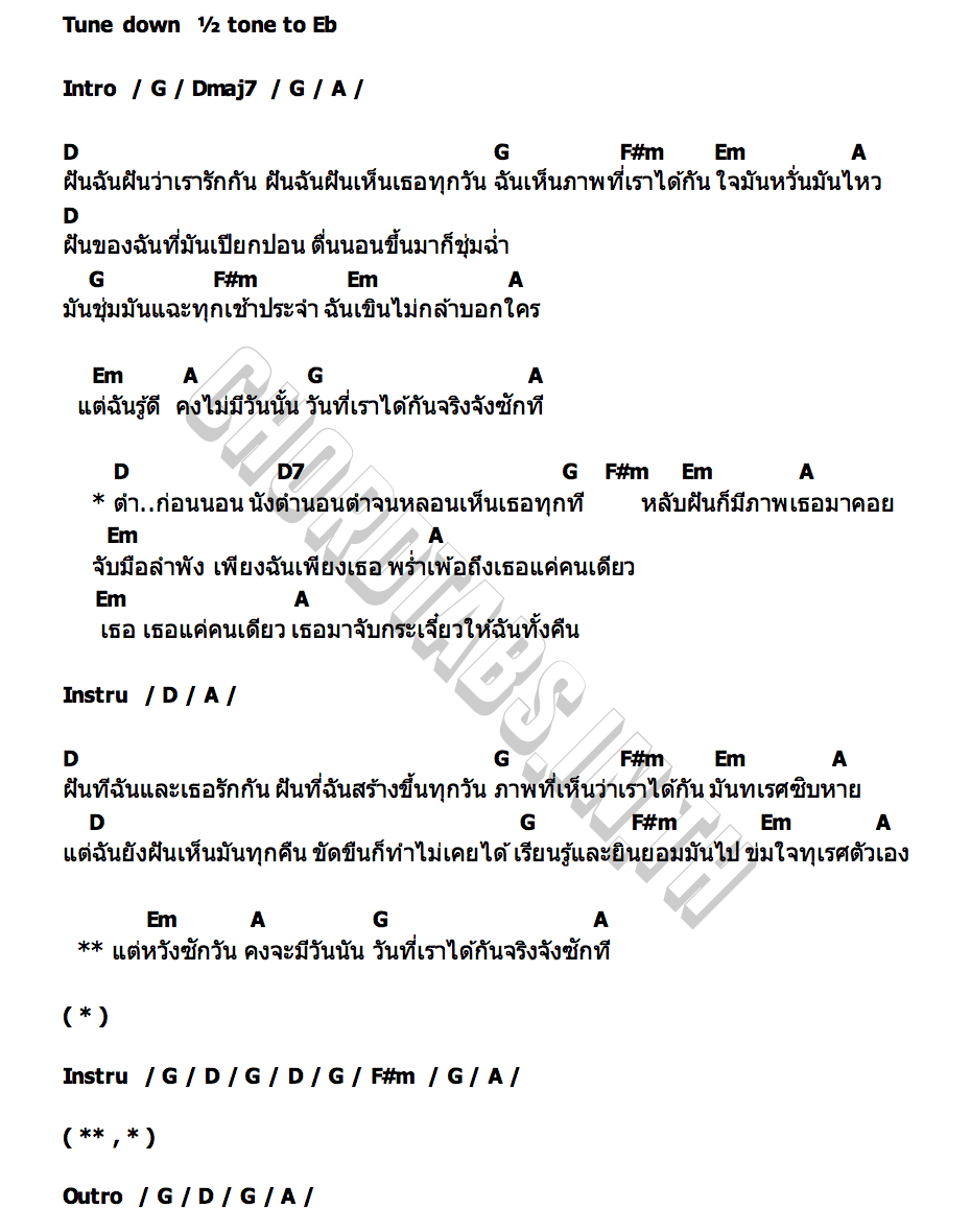 คอร์ด จำหน้าเธอ มาเจอในฝัน (Wet Dream) S A M A R N