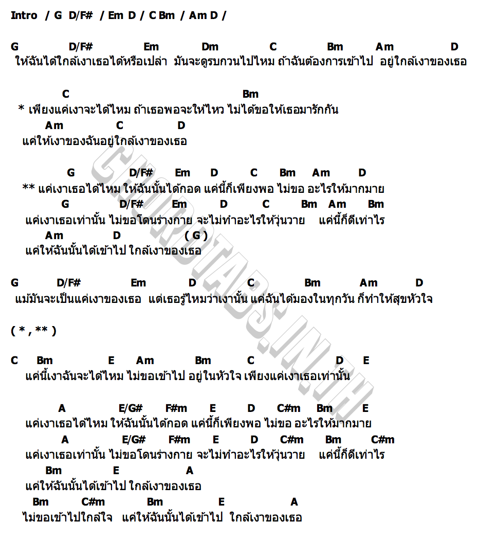 คอร์ด แค่เงา บีม ธนาเทียม