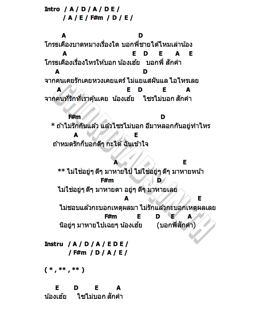 คอร์ด ไซไม่บอกสักคำ เซฟ หลังสวน