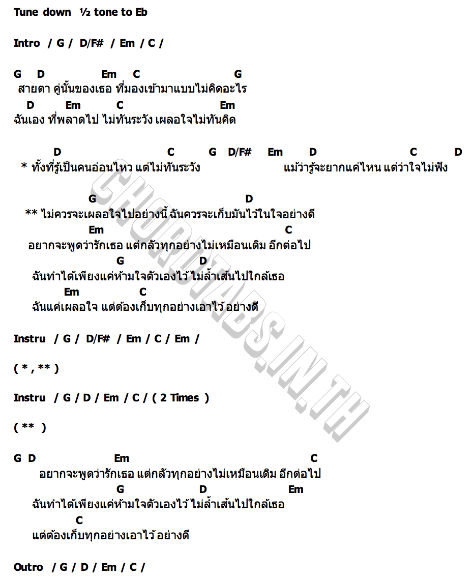 คอร์ด เผลอ (UNSPEAKABLE) WATAN U