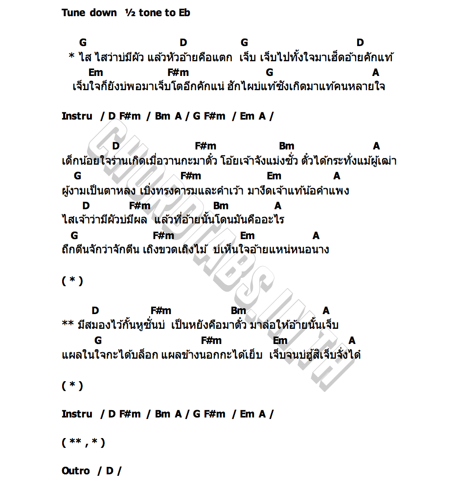 คอร์ด ไสว่าบ่มีผัว เบนซ์ ปรีชา