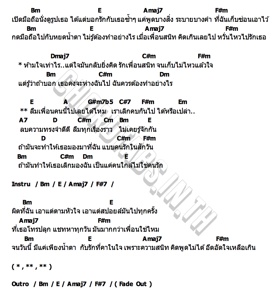 คอร์ด ลืมเพื่อน SOULNIST