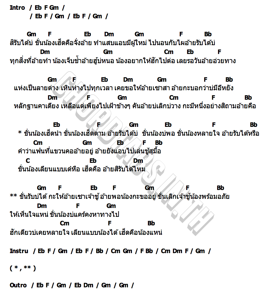 คอร์ด ขั่นน้องเฮ็ดคืออ้าย มะปราง ปาริสา