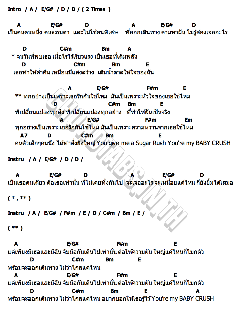 คอร์ด BABY CRUSH FLUKE NATTANON