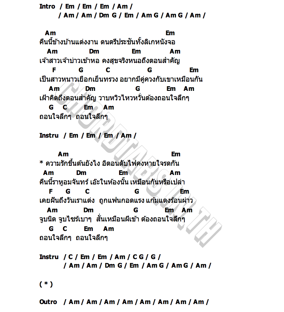 คอร์ด ถอนใจลึกๆ ป่าน ปานชีวา